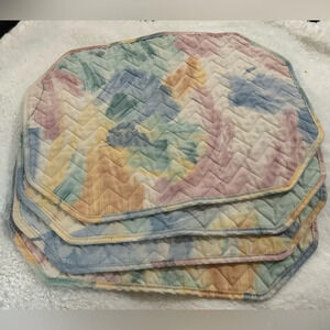Vintage 90’s Pastel Watercolor Look Placemats Set of 4 Cottagecore 80’s